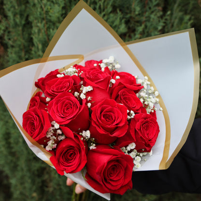 Red Roses & Baby's-Breath Bouquet